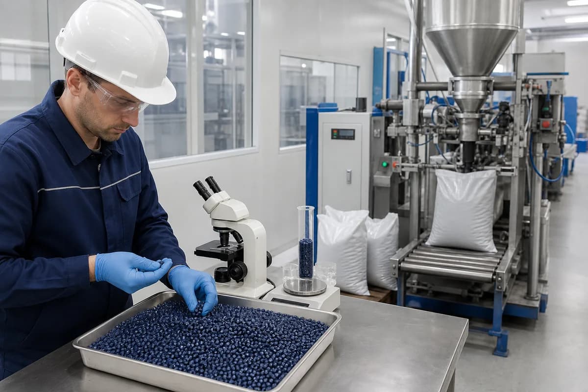 Illustrative material inspection and pellet sampling scene