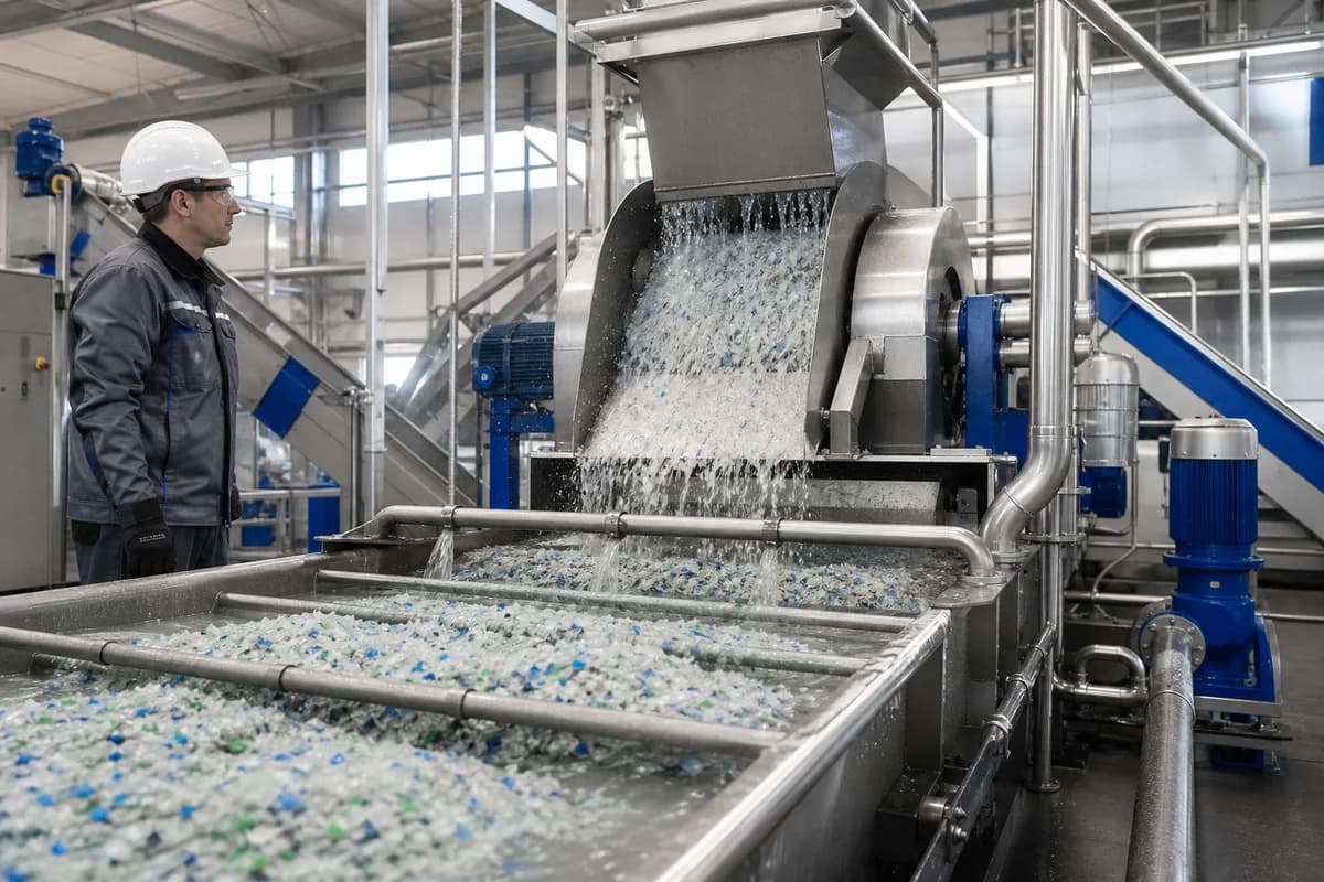 Plastic material washing process